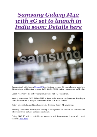 Samsung Galaxy M42 with 5G set to launch in India soon: Details here