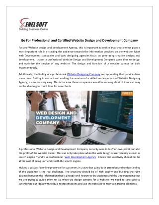 Go For Professional and Certified Website Design and Development Company