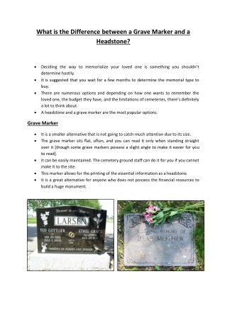 What is the Difference between a Grave Marker and a Headstone?