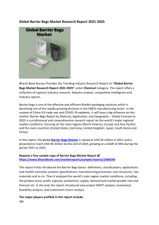 Global Barrier Bags Market Research Report 2021-2025