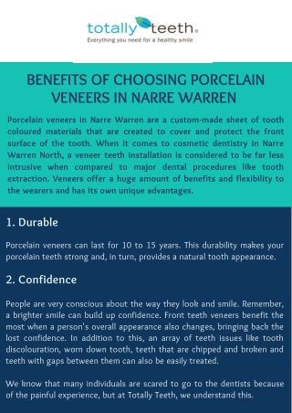 Benefits of Choosing Porcelain Veneers in Narre Warren