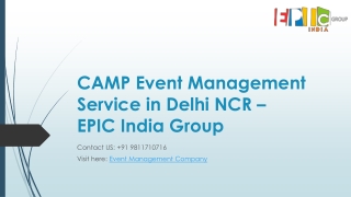 CAMP Event Management Service in Delhi NCR - Epic India Group
