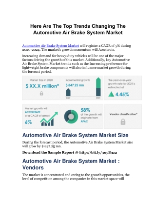 Here Are The Top Trends Changing The Automotive Air Brake System Market