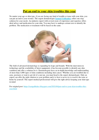 Put an end to your skin troubles this year