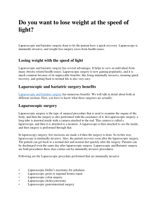 Do you want to lose weight at the speed of light?