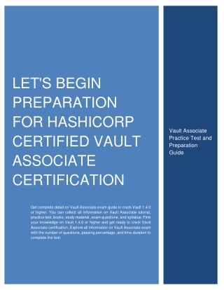 Let's Begin Preparation for HashiCorp Certified Vault Associate Certification