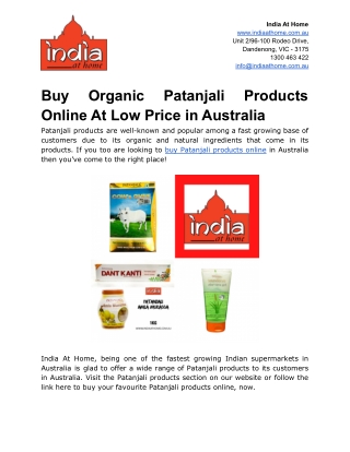 Buy Organic Patanjali Products Online At Low Price in Australia