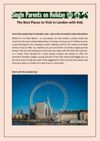 he Best Places to Visit in London with Kids