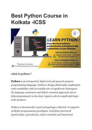 Best Python Course in Kolkata -ICSS