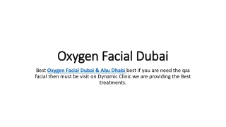 Oxygen Facial Dubai