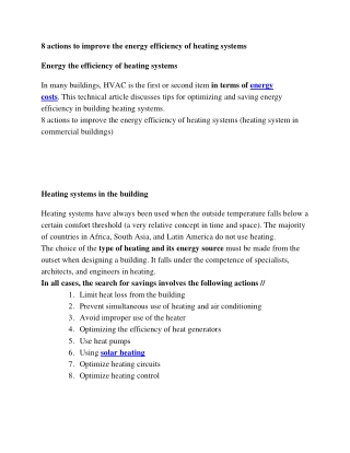 8 actions to improve the energy efficiency of heating systems
