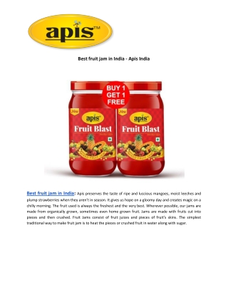 Best fruit jam in India - Apis India