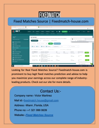 Fixed Matches Source | Fixedmatch-house.com