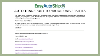 Auto Transport To Major Universities