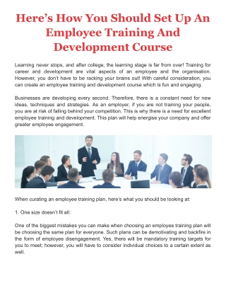 Here’s How You Should Set Up An Employee Training And Development Course