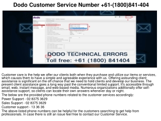 Dodo Support Helpline Number  61-(1800)841-404