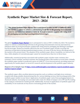 Synthetic Paper Market Trends and Growth Forecast 2013 - 2024