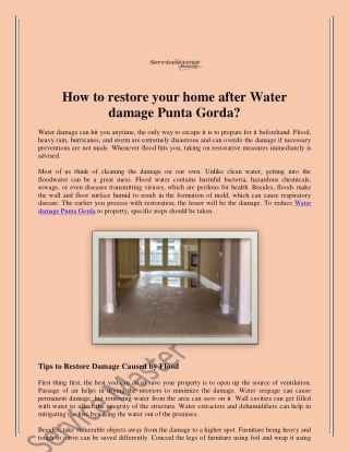 How to restore your home after Water damage Punta Gorda?