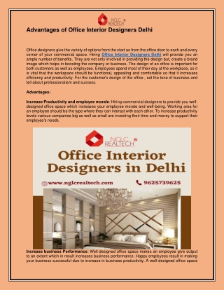 Advantages of Office Interior Designers Delhi