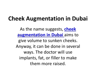 Cheek Augmentation in Dubai
