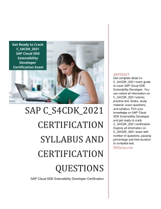 SAP C_S4CDK_2021 Certification Syllabus and Certification Questions