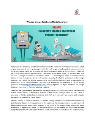 Why are Sewage Treatment Plants Important?