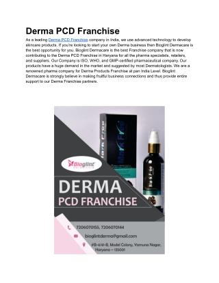 Derma PCD Franchise