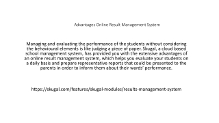 Advantages Online Result Management System