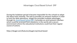 Advantages Cloud Based School  ERP