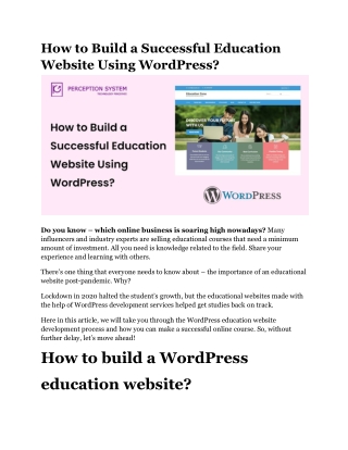 How to Build a Successful Education Website Using WordPress?