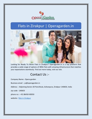 Flats in Zirakpur | Operagarden.in