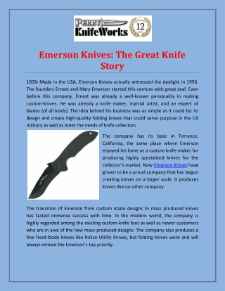 Emerson Knives: The Great Knife Story