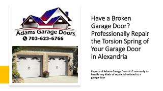 Have a Broken Garage Door? Professionally Repair the Torsion Spring of Your Garage Door in Alexandria