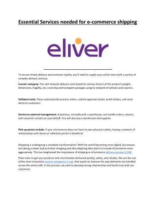Essential Services needed for e-commerce shipping