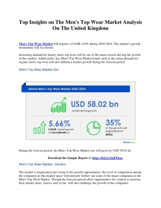 Top Insights on The Men's Top Wear Market Analysis On The United Kingdom