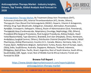 Anticoagulation Therapy Market - Industry Insights, Drivers, Top Trends, Global Analysis And Forecast to 2028