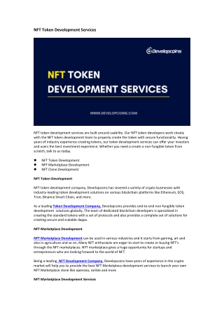 NFT Token Development Services