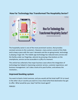 How Far Technology Has Transformed The Hospitality Sector?