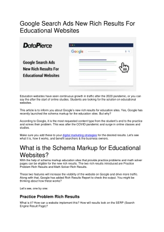 Google Search Adds New Rich Results For Educational WebsitesGoogle Search Adds New Rich Results For Educational Websites