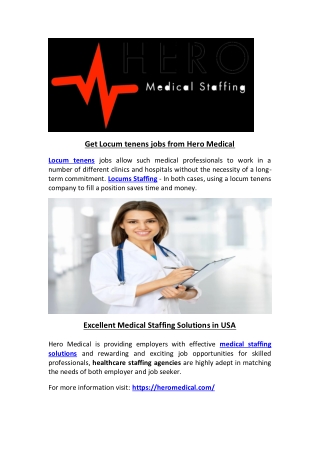 Get Locum tenens jobs from Hero Medical