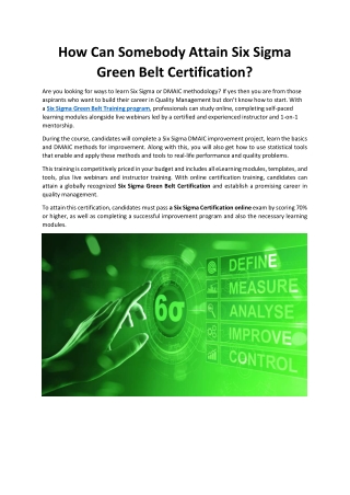 How to Attain Six Sigma Green Belt Certification?