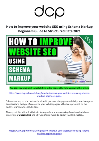 How to improve your website SEO using Schema Markup - Beginners Guide