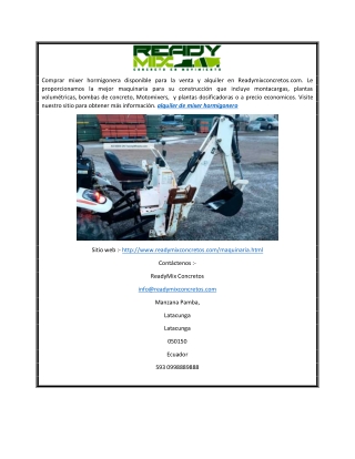 alquiler de mixer hormigonero | Readymixconcretos.com