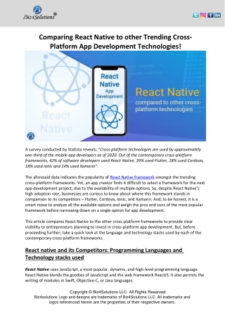 Comparing React Native to other Trending Cross-Platform App Development Technologies!