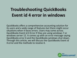 Troubleshooting QuickBooks Event id 4 error in windows