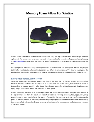 Memory Foam Pillow For Sciatica