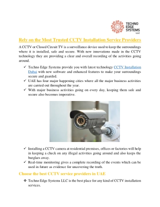 Rely on the Most Trusted CCTV Installation Service Providers