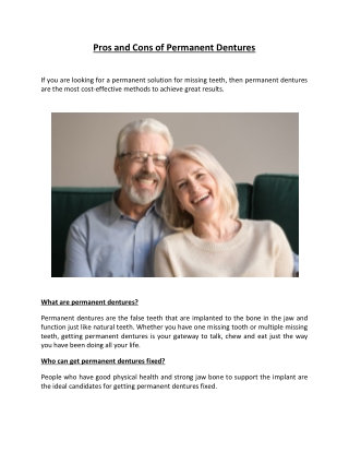 Pros and Cons of Permanent Dentures