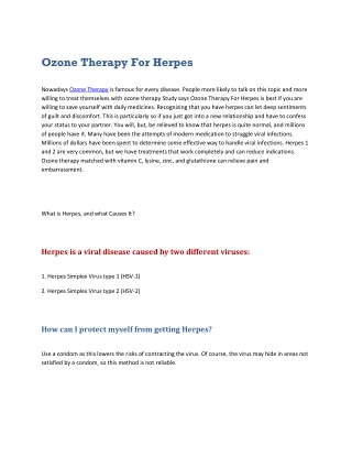Ozone Therapy For Herpes