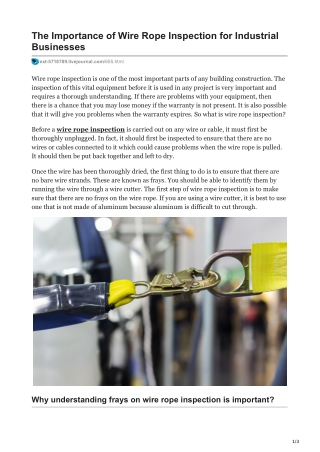 The Importance of Wire Rope Inspection for Industrial Businesses